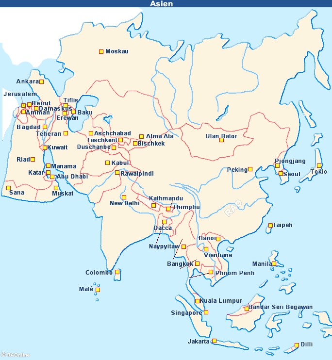 Raonline Edu Geografie Karten Asien Staaten Lander